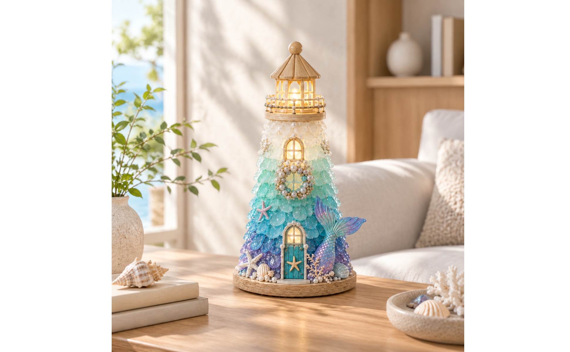 Craft Kit Glowing DIY Lighthouse Kit with LED String Lights Handmade