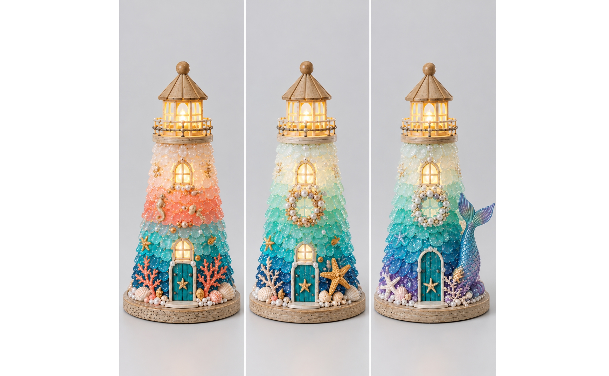 Craft Kit Glowing DIY Lighthouse Kit with LED String Lights Handmade
