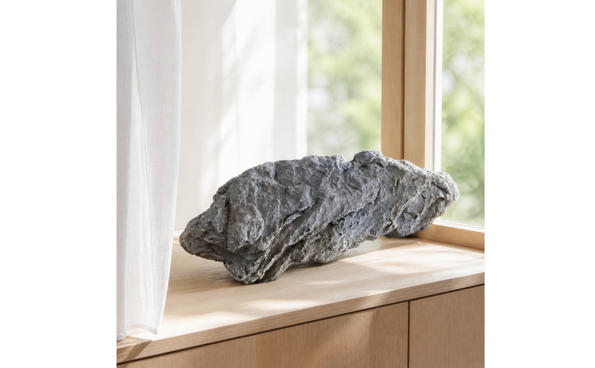 PU Decorative Rock Sculpture Grey for Indoor Landscaping, Plant Arrangements