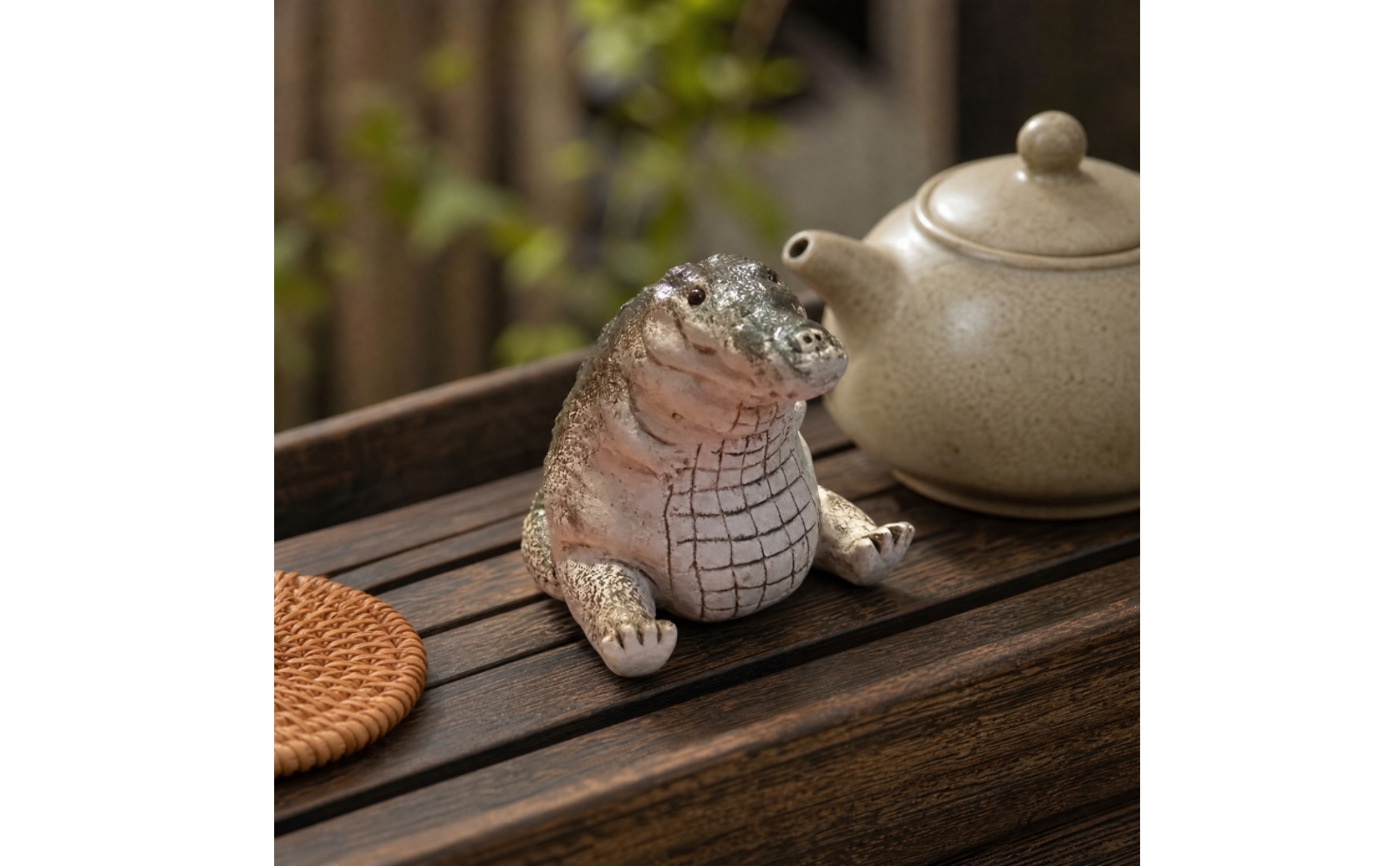 Skulptierte Alligator-Deko Skulptiert Alligatorfigur Freistehend für Dekofreunde