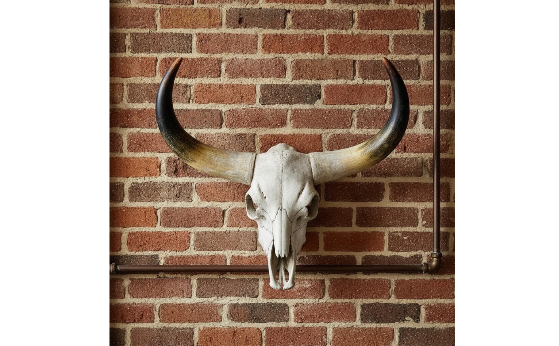 Resin Bull Skull Wall Ornament Distressed Faux Bull Skull Wall Decor with Horns