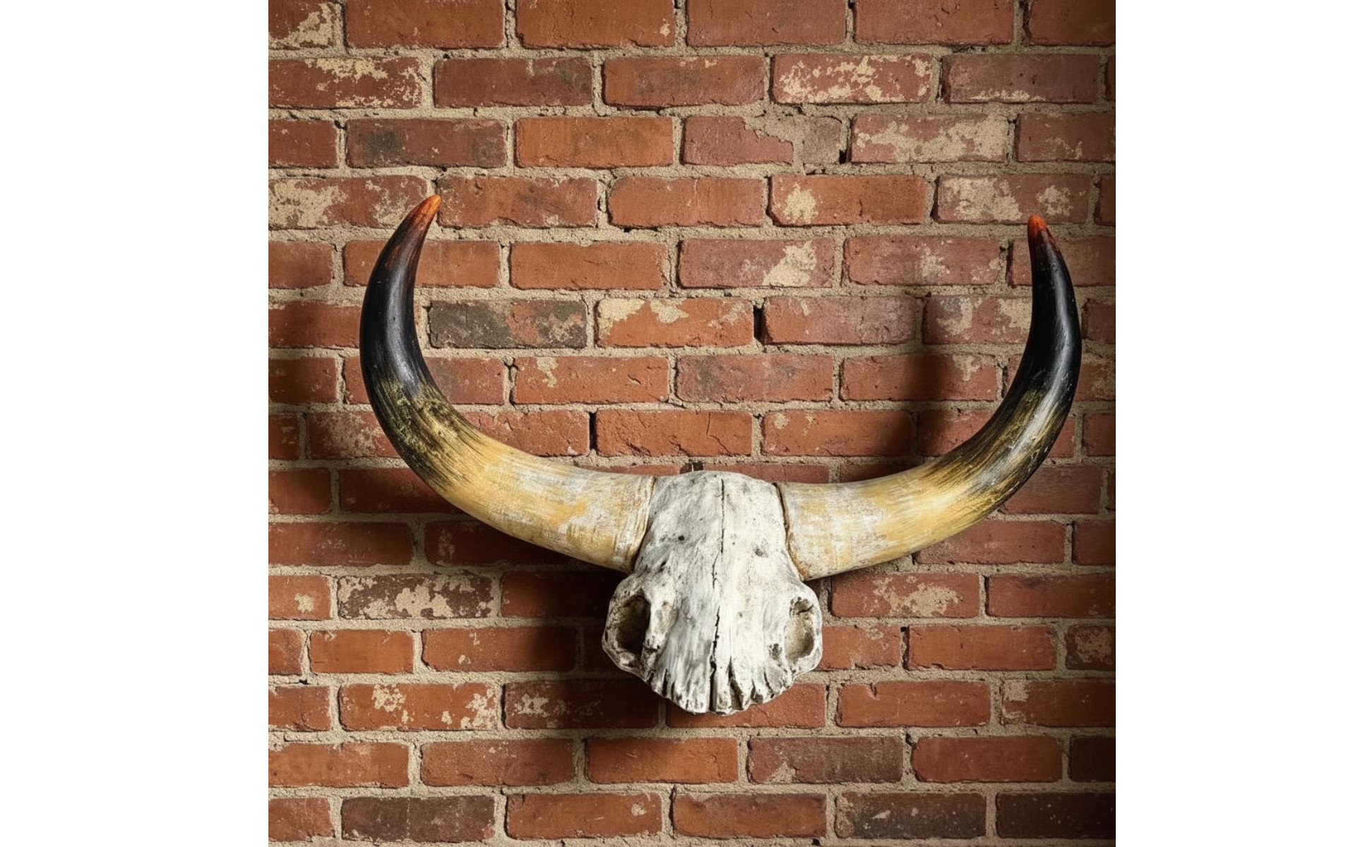 Resin Bull Skull Wall Ornament Distressed Faux Bull Skull Wall Decor with Horns