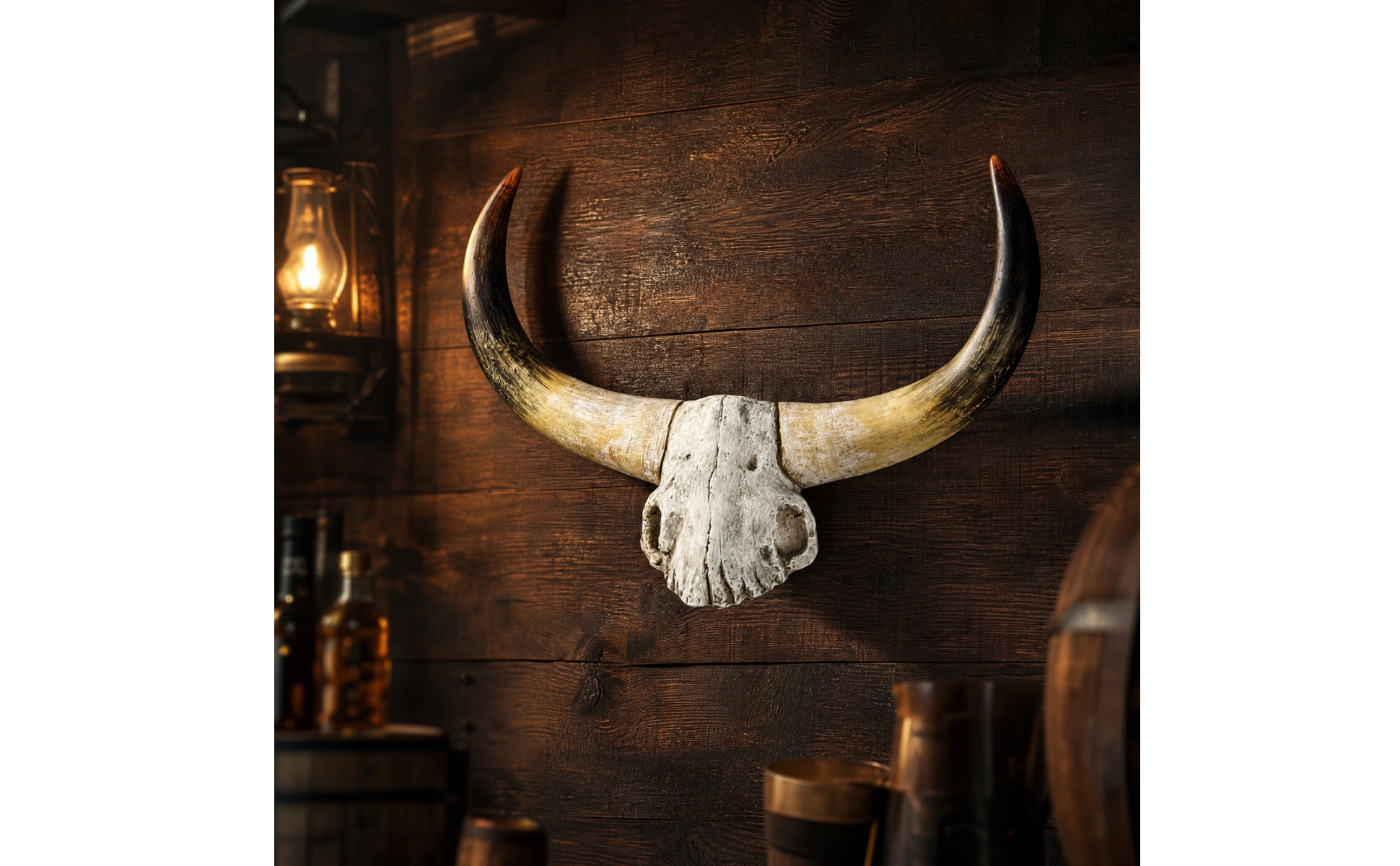 Resin Bull Skull Wall Ornament Distressed Faux Bull Skull Wall Decor with Horns