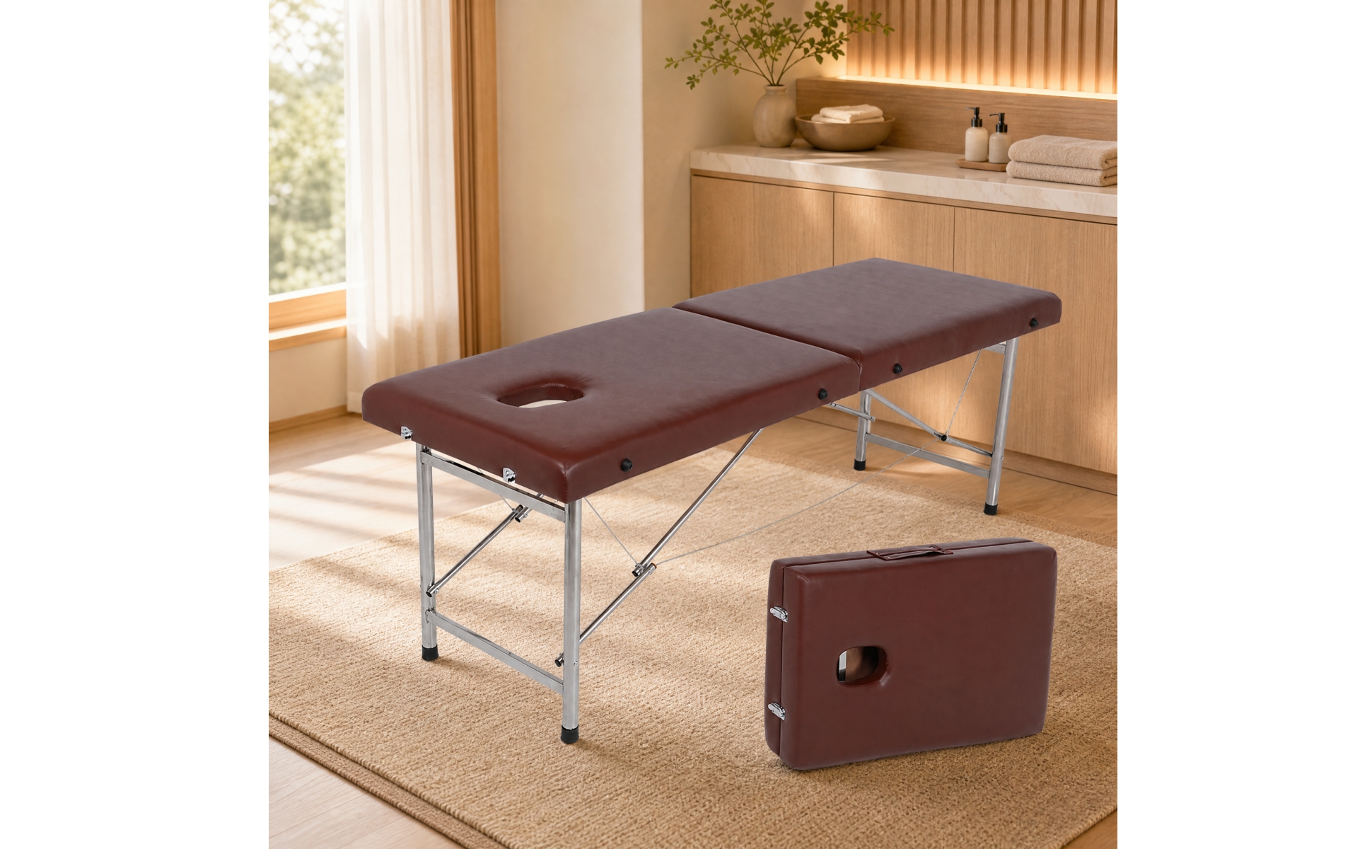 Folding Massage Table Padded Portable Massage Table with Carrying Handle Compact
