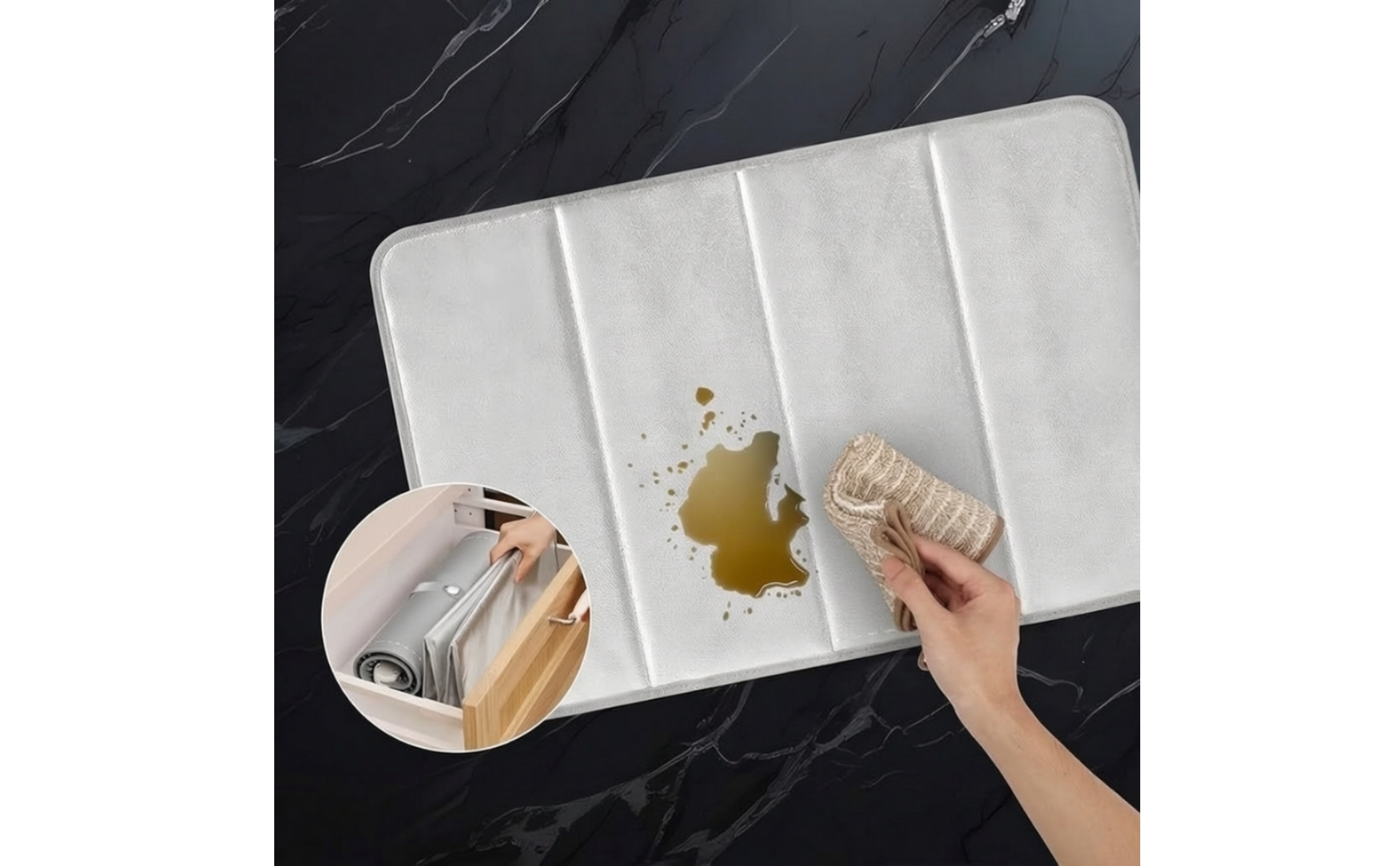 Faltbare Silikon-Hitzeschutzmatte mit Aluminiumfolie hitzebeständig für Buffet