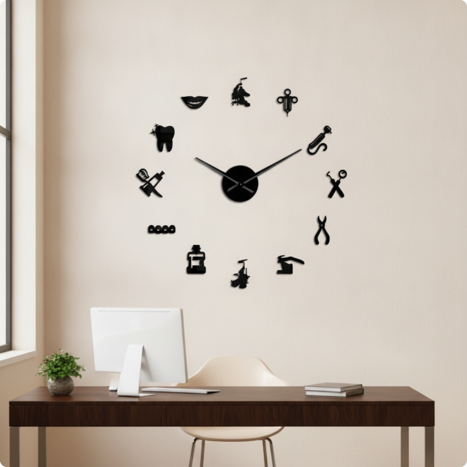 Oral Themed Wall Clock Three-Dimensional for Waiting Area, Treatment Room