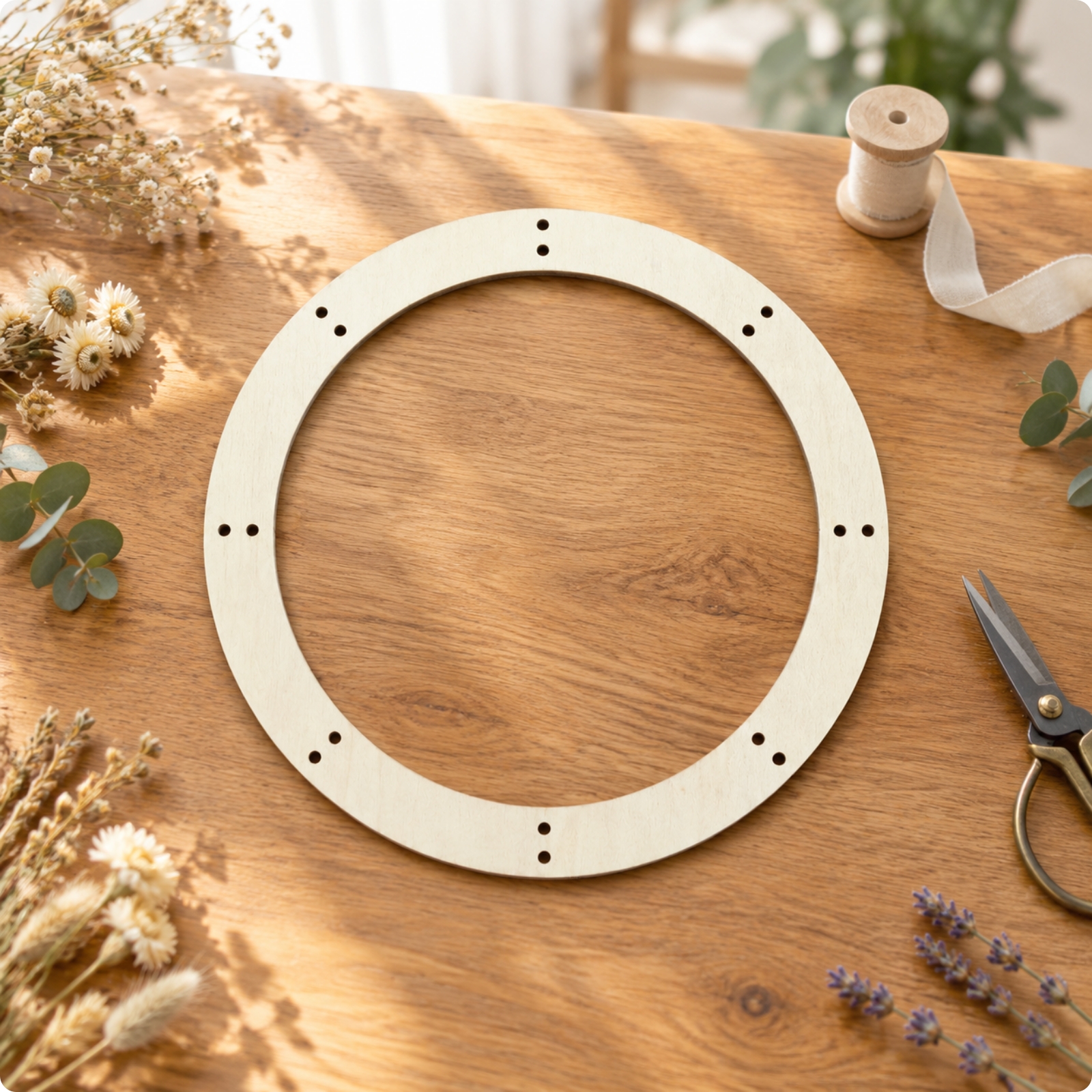 Unfertiger Holz-Dekorahmen mit Löchern DIY für Türdekoration