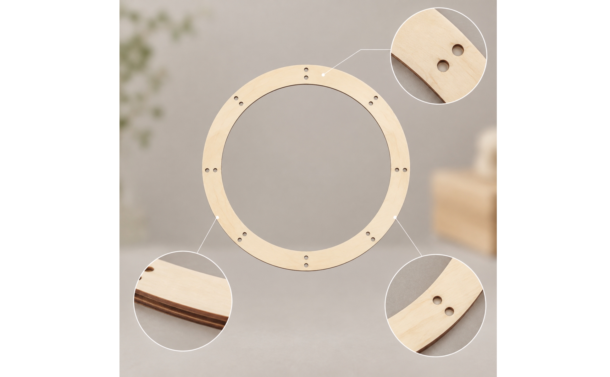 5 Stück Kranzring mit vorgebohrten Löchern vorgestanzte Löcher für Hobbykünstler