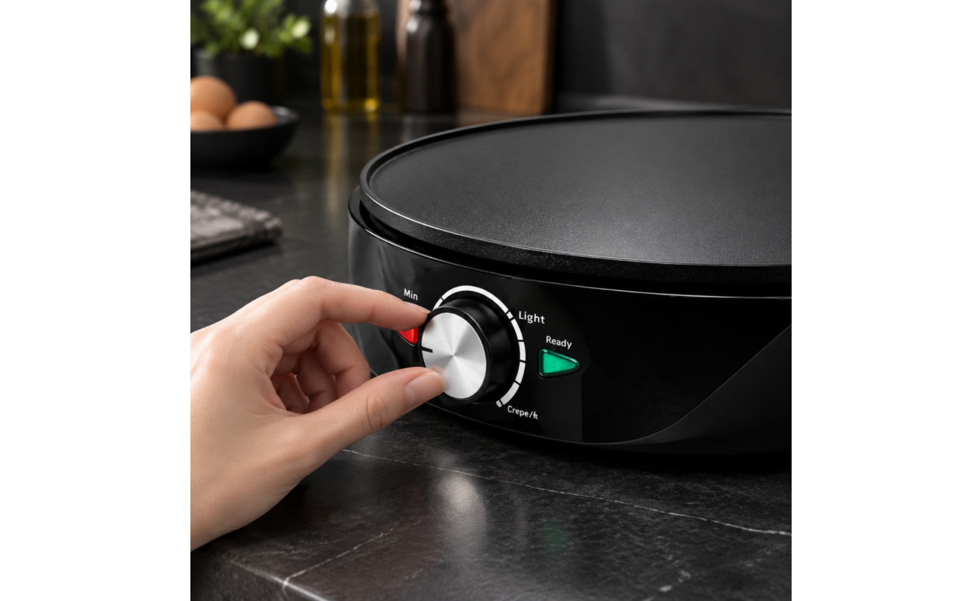 Crêpière Électrique Ronde Facile à Nettoyer Plaque de Cuisson à Crêpes Ronde