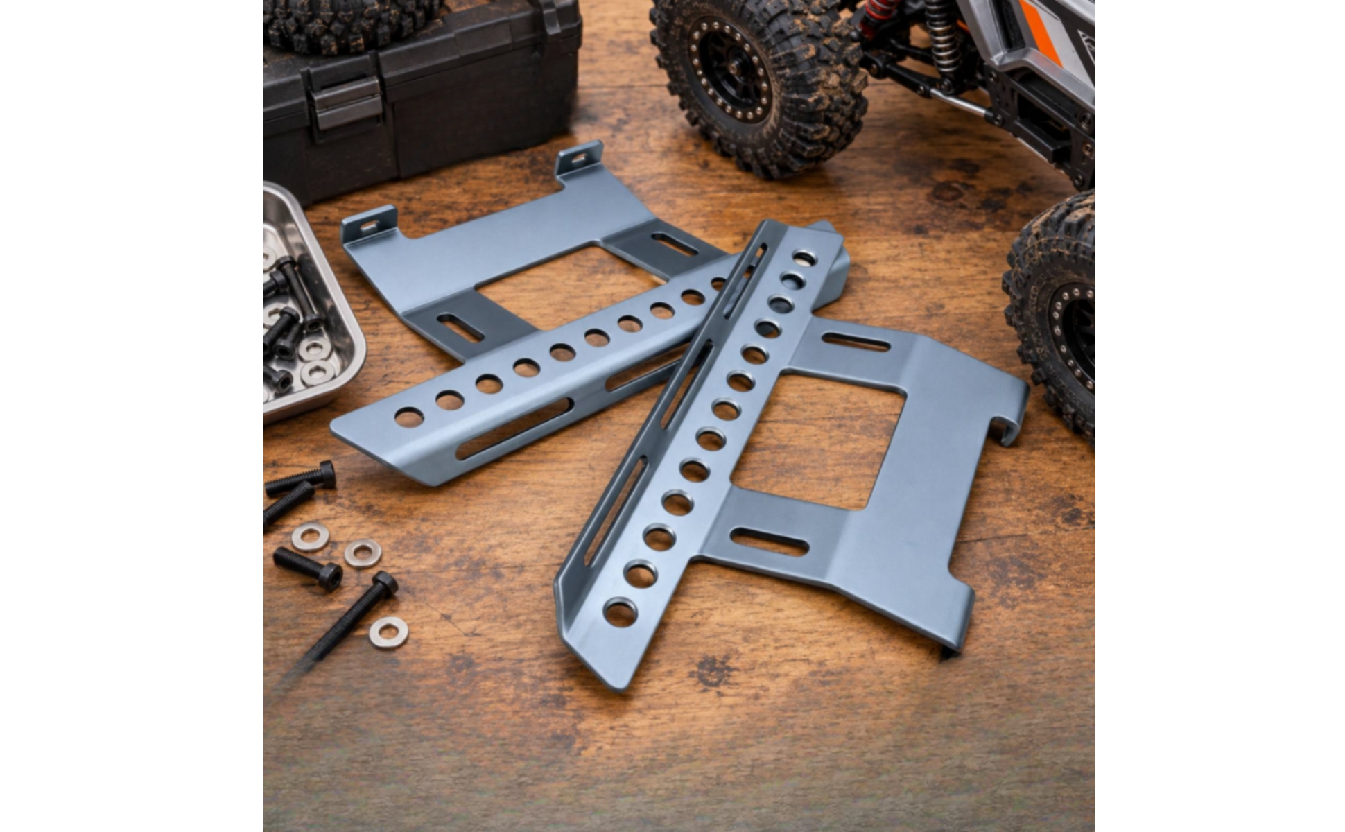 W373 Side Step Plates Sturdy Axial SCX10 Side Step Plates Slotted