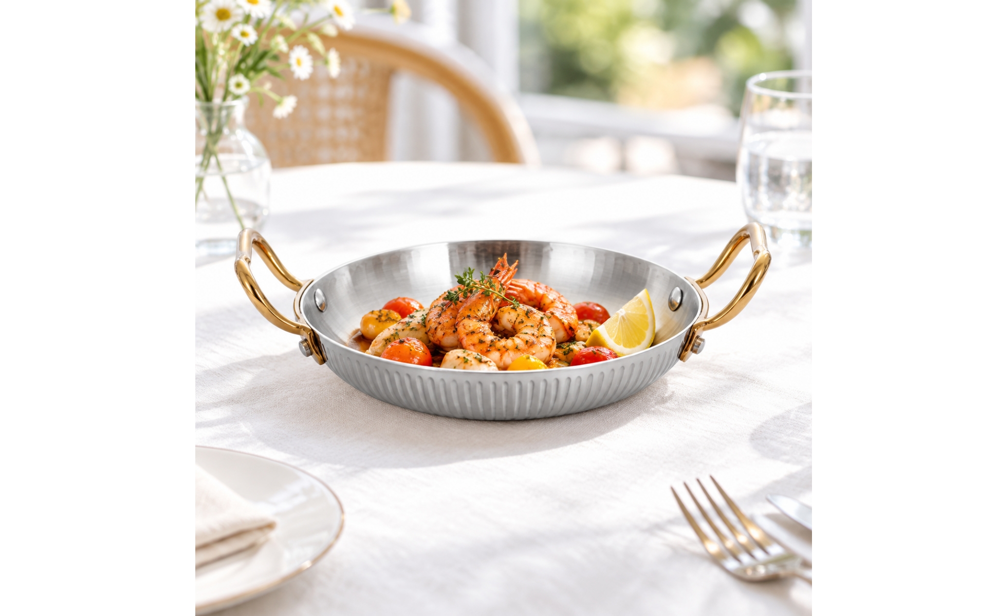 Serving Dish Evenly Spaced Vertical Ribbing for Catering Displays, Dining Tables