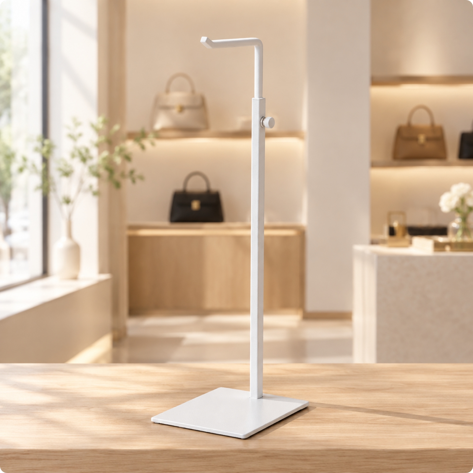 Adjustable Metal Handbag Stand 3 Kg Load Capacity for Boutiques, Clothing Stores