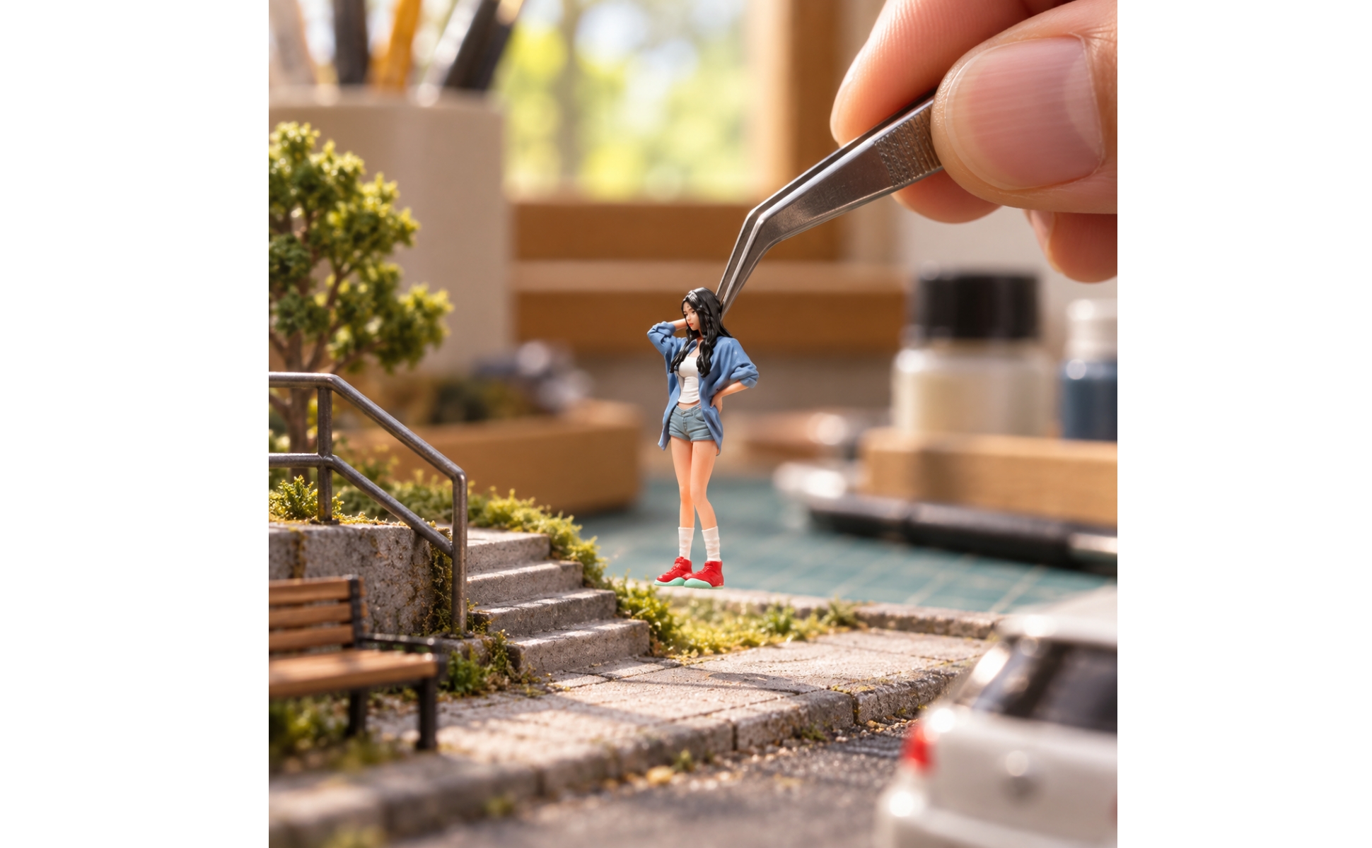 Hand-Painted Resin Miniature Woman Finely Detailed for Macro Photographers