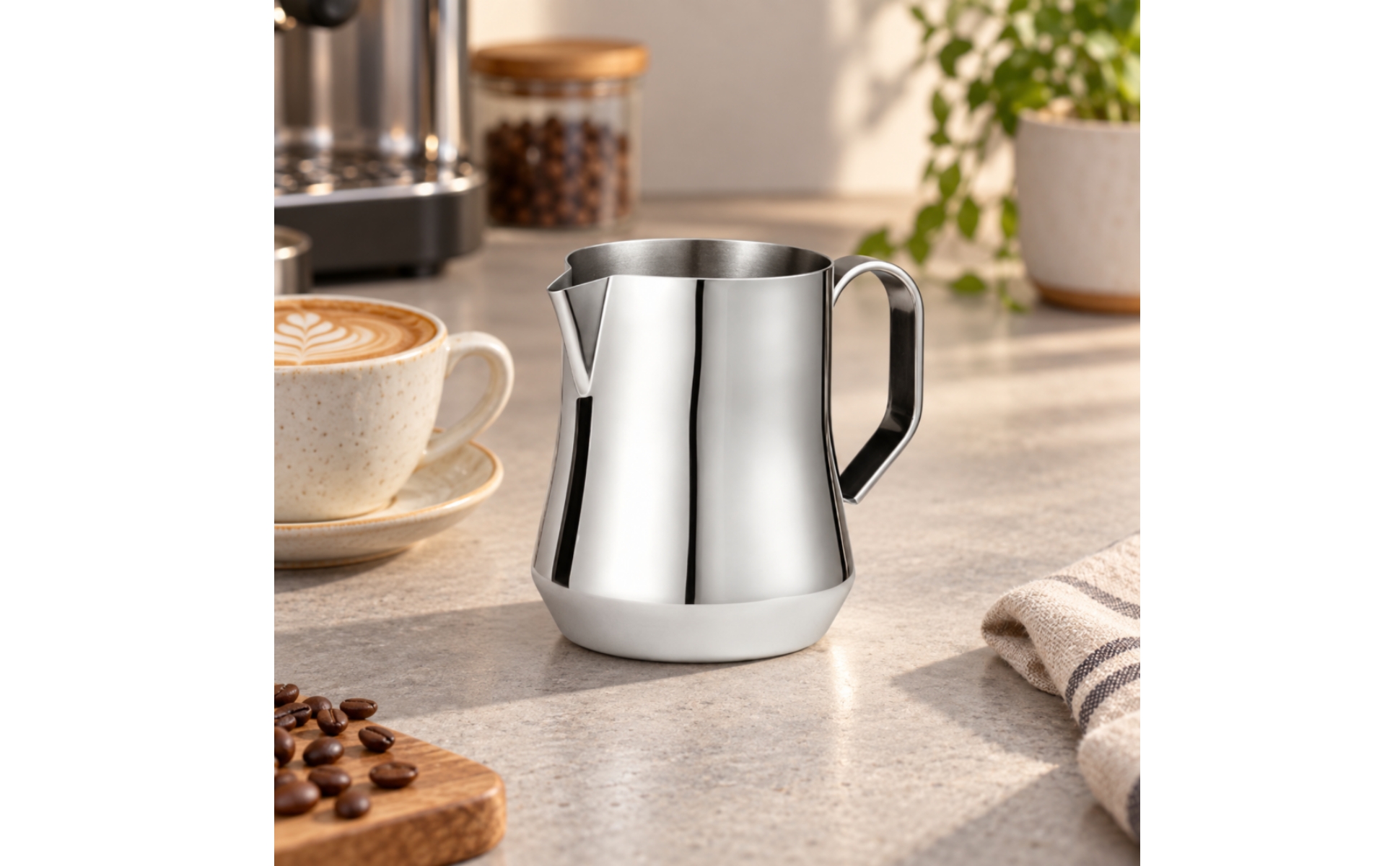 Milk Frothing Pitcher 350 Ml Latte Art Steaming Jug with Precision Pour Spout