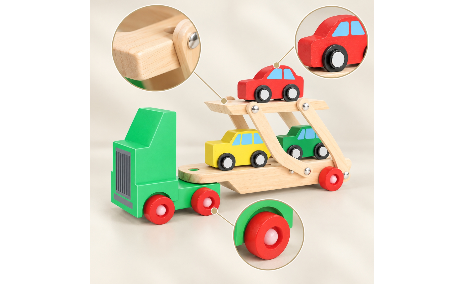 Zweistufiger Autotransporter aus Holz zweistufig für Spielzimmer, Schlafzimmer