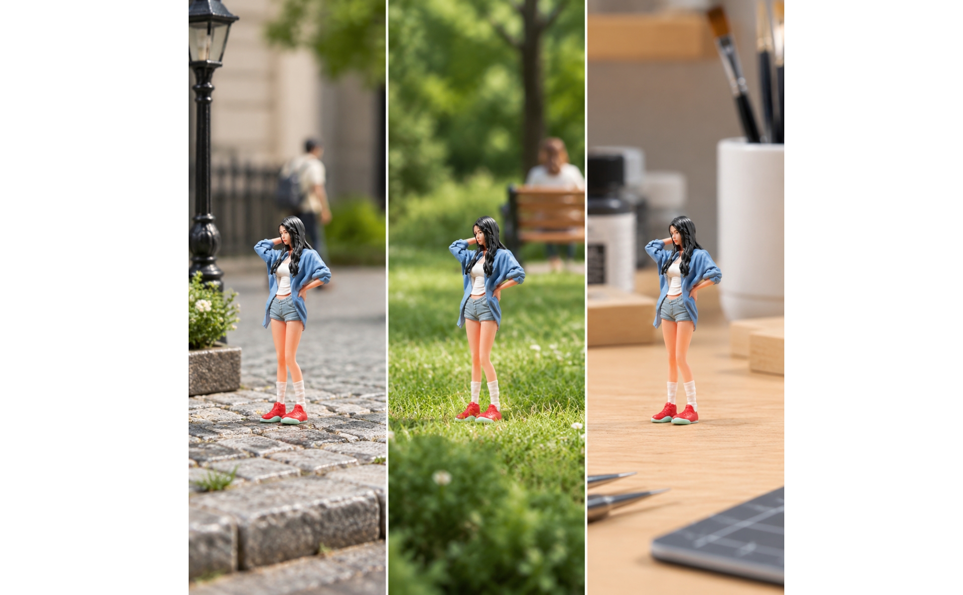Hand-Painted Resin Miniature Woman Finely Detailed for Macro Photographers