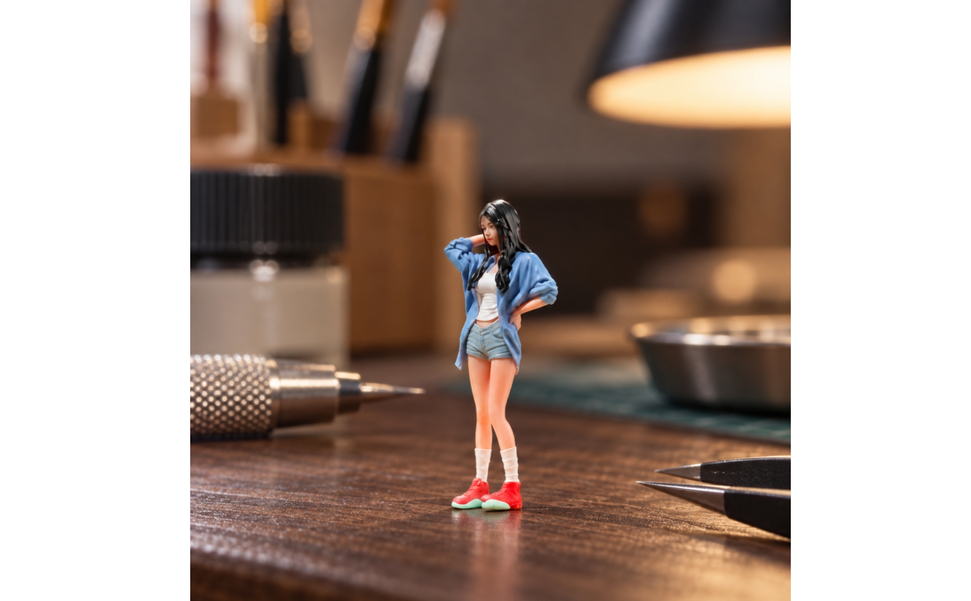 Hand-Painted Resin Miniature Woman Finely Detailed for Macro Photographers