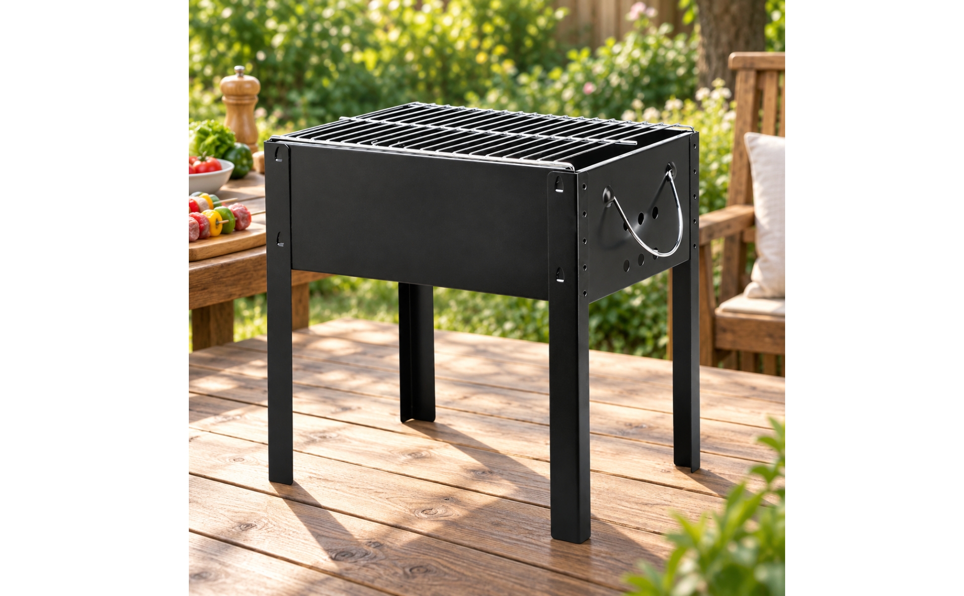 Portable Charcoal Barbecue Grill Lightweight for Camping, Backyard Barbecues