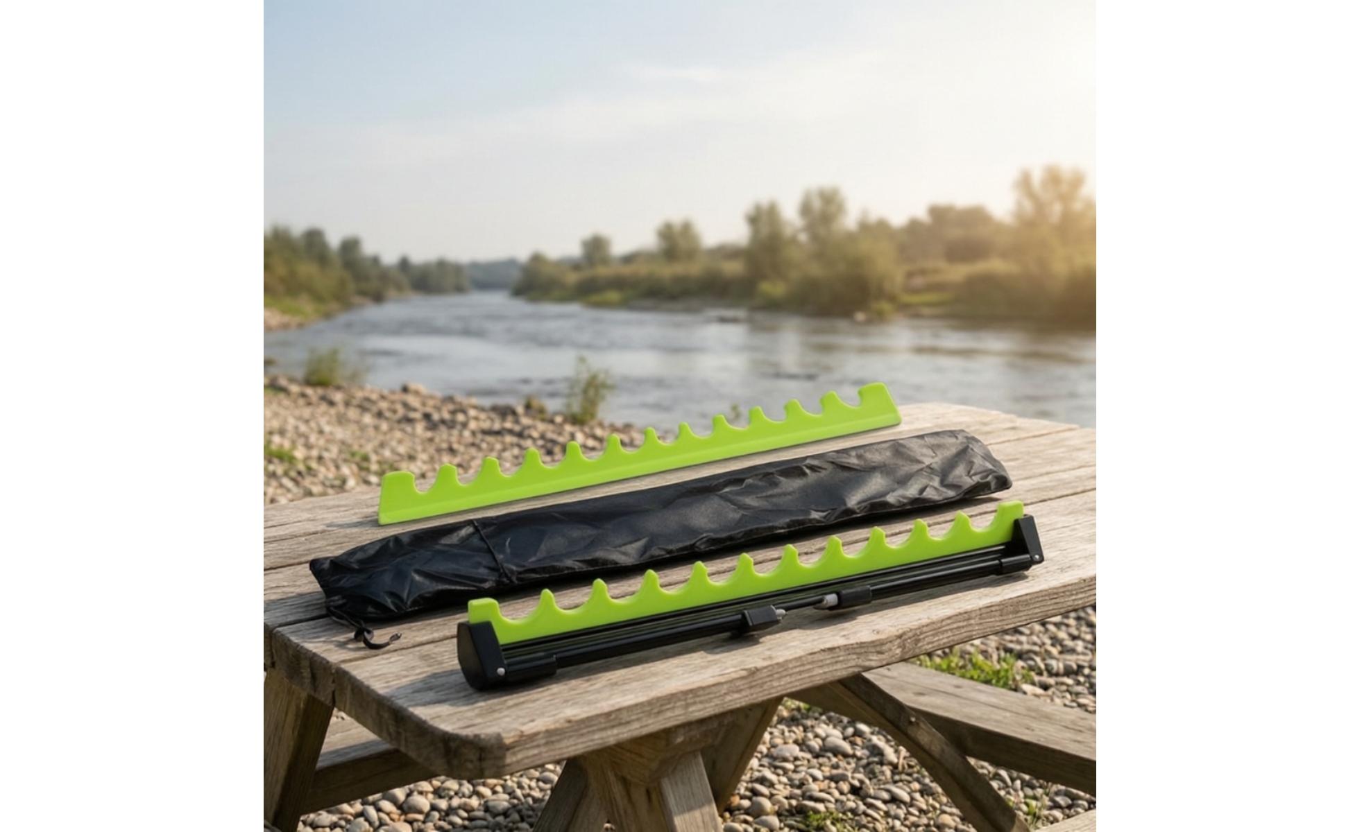Adjustable Aluminum Fishing Rod Rack Folding for Camping, Anglers, Fishermen