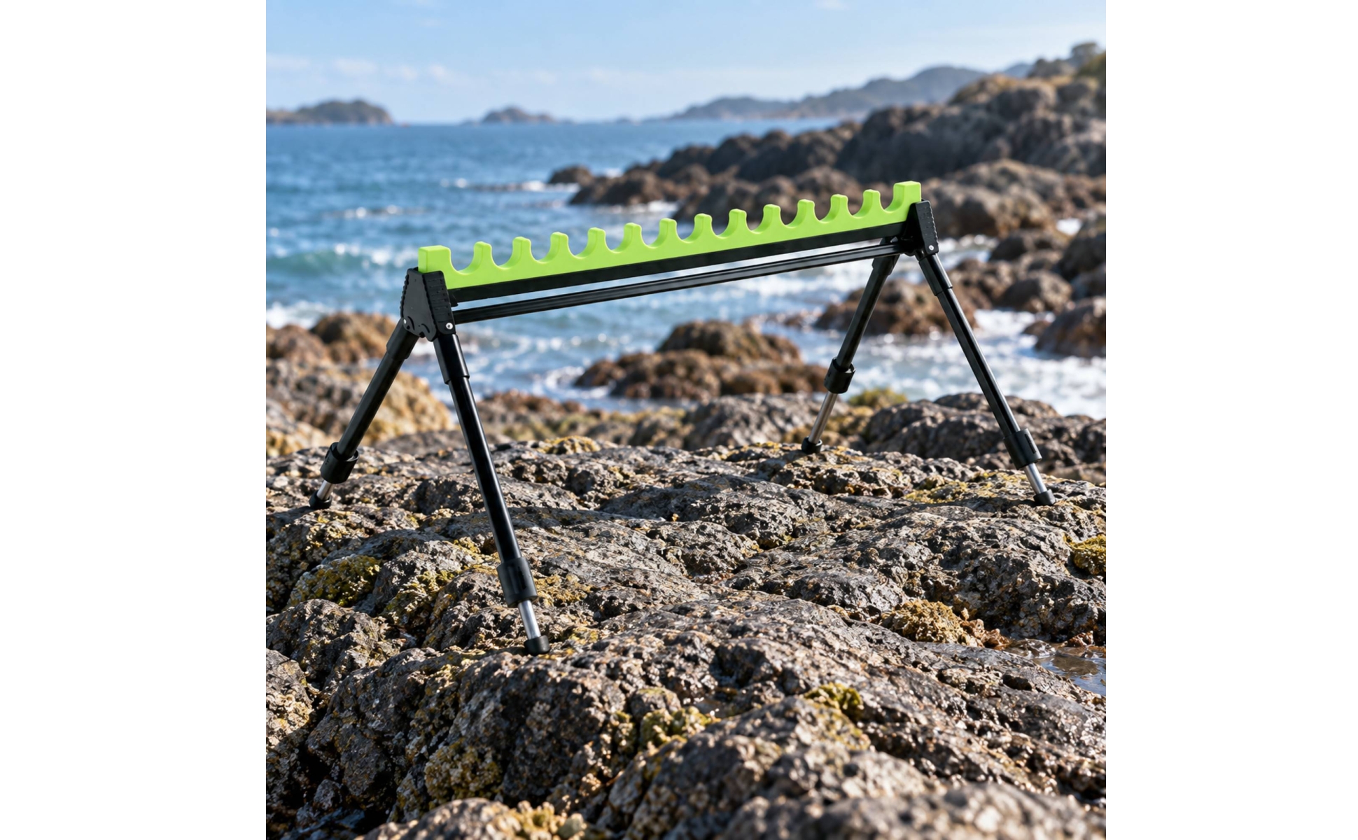 Adjustable Aluminum Fishing Rod Rack Folding for Camping, Anglers, Fishermen