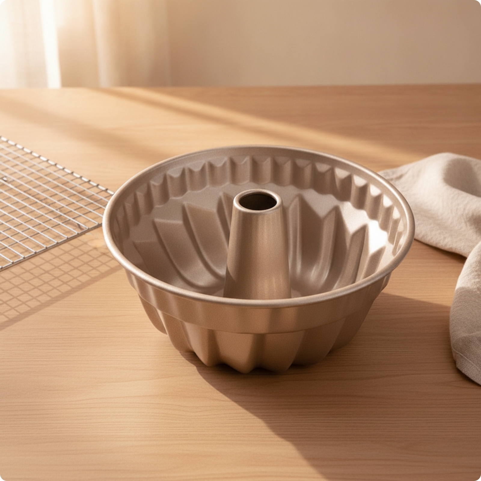 Fluted Circular Cake Baking Mold Even Heat Distribution Fluted Tube Pan Easy