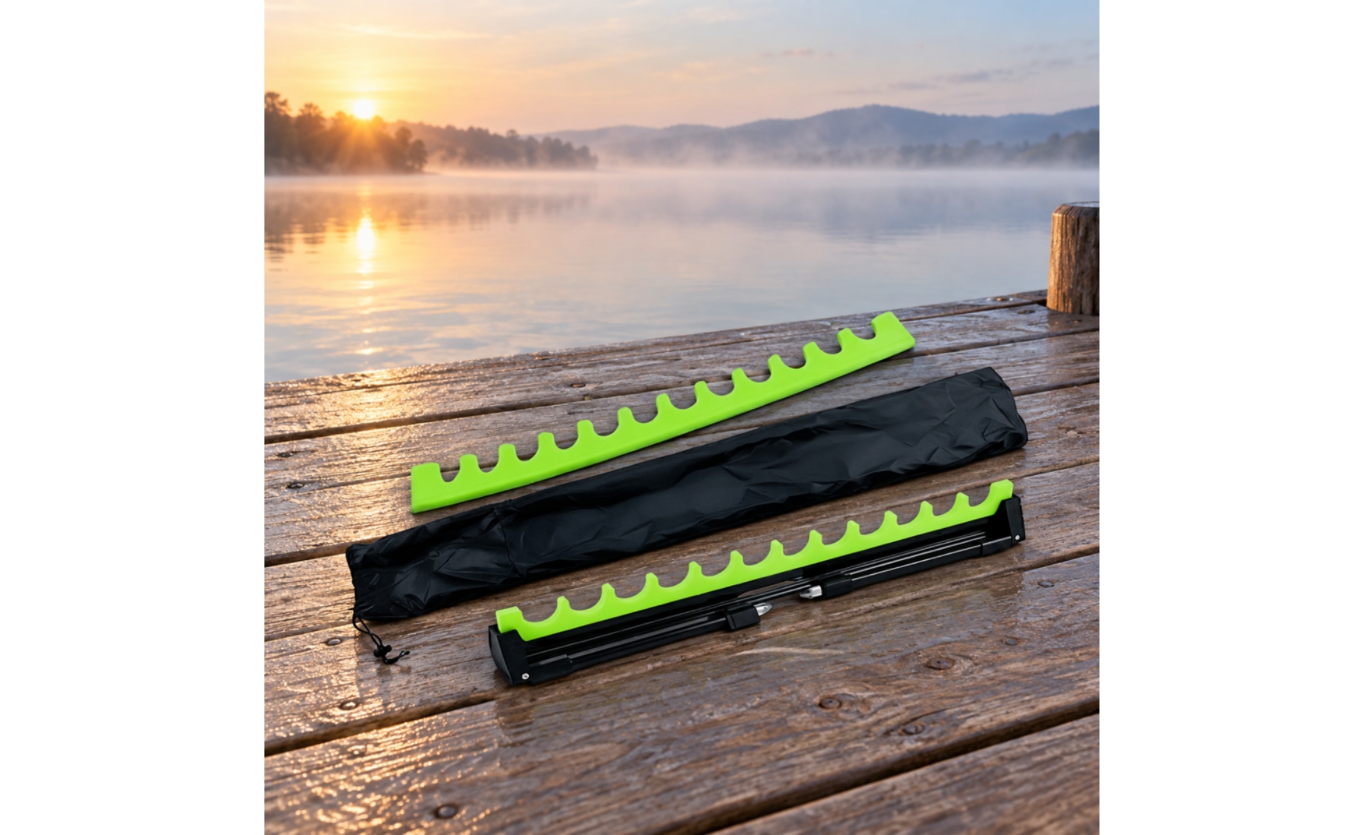 Adjustable Aluminum Fishing Rod Rack Folding for Camping, Anglers, Fishermen