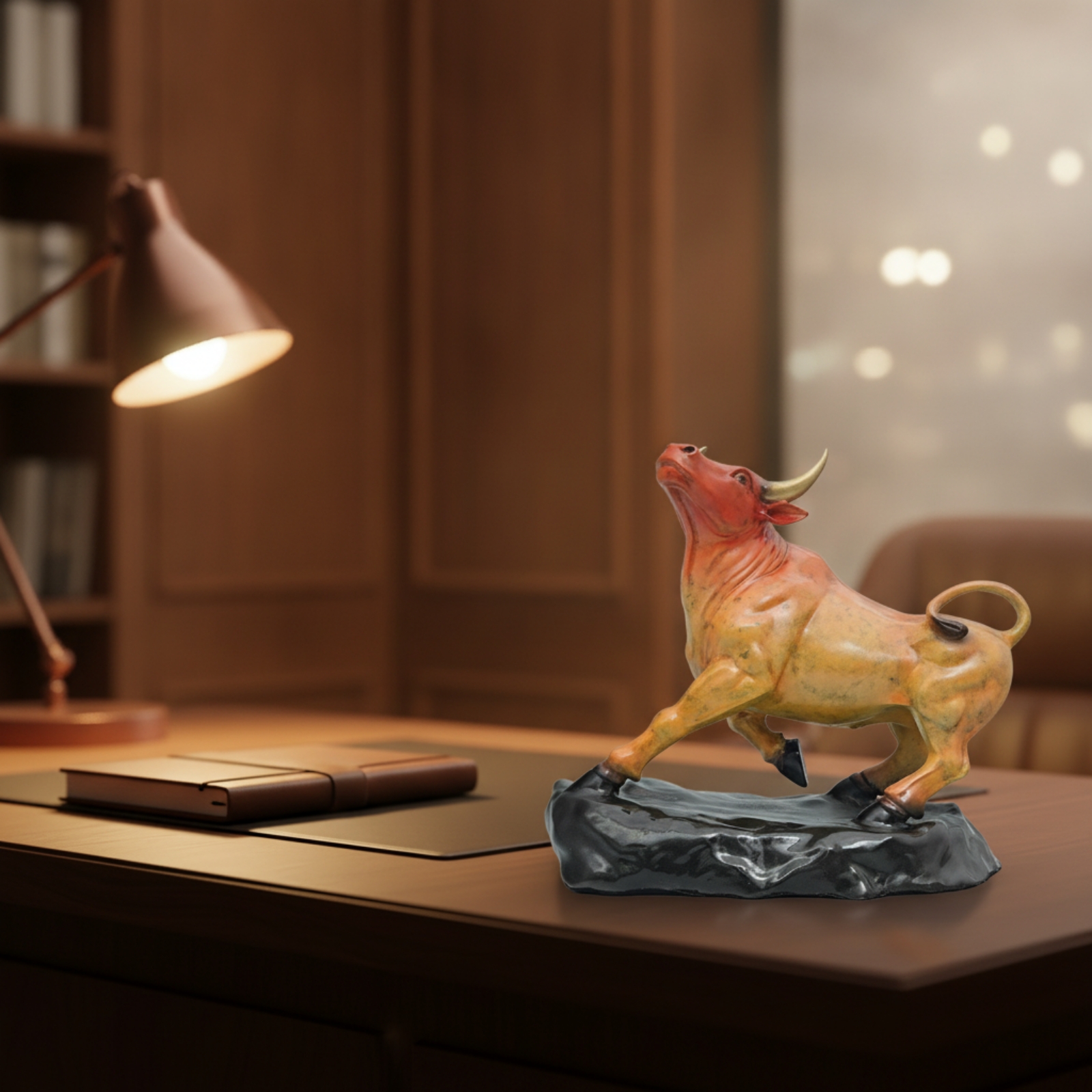 Bull Figurine with Glossy Black Base Gold for Office, Storefront | eBay ...