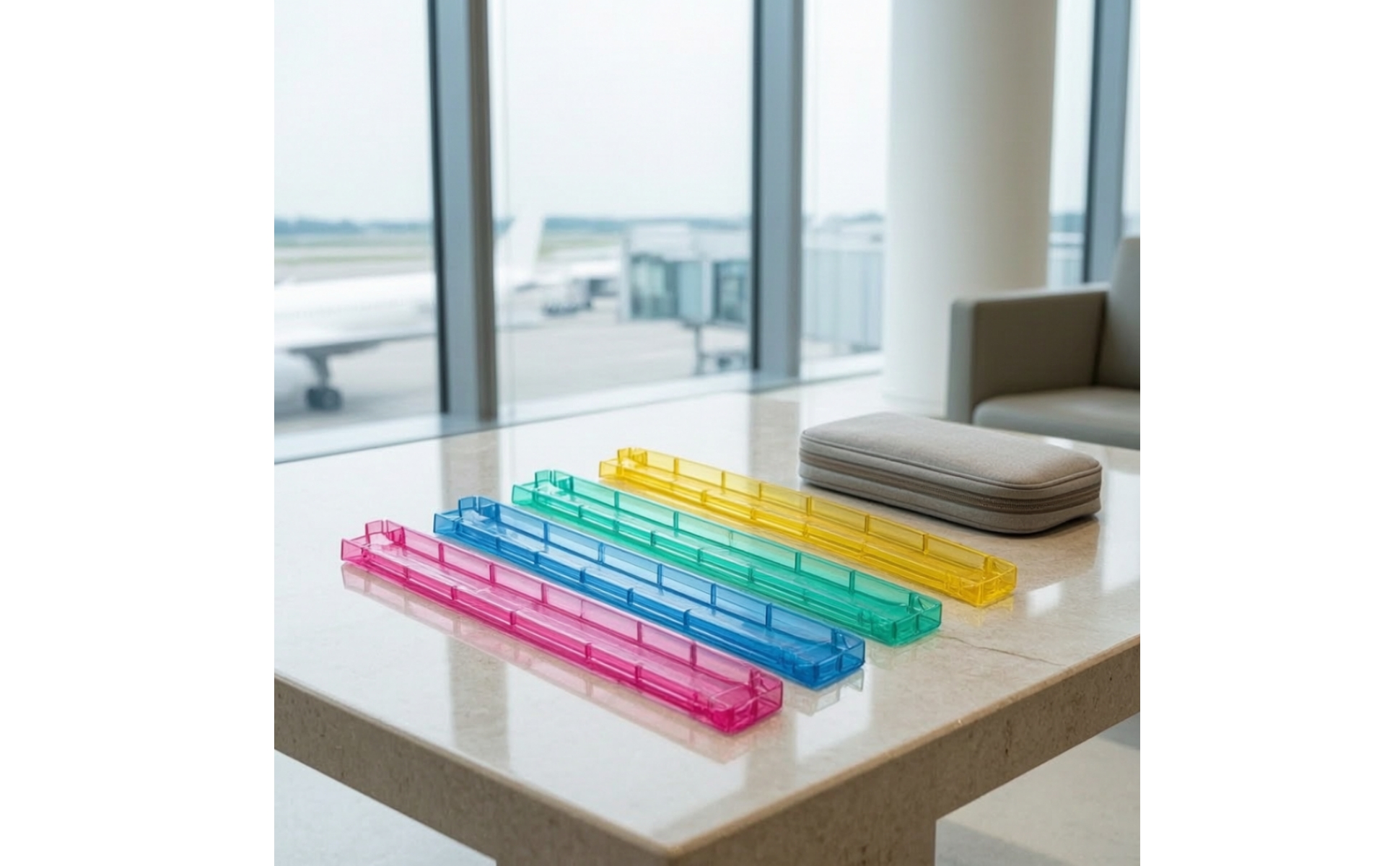4 Pieces Game Accessory Portable Mahjong Rack with Sliding Tile Channel Clear