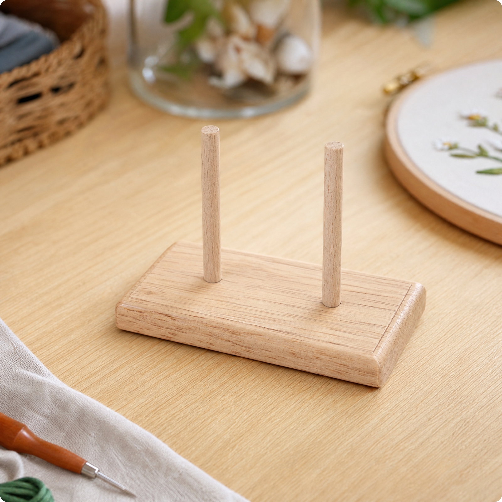 Stabiler Holzspulenhalter für Näher, kreative Freizeitliebhaber
