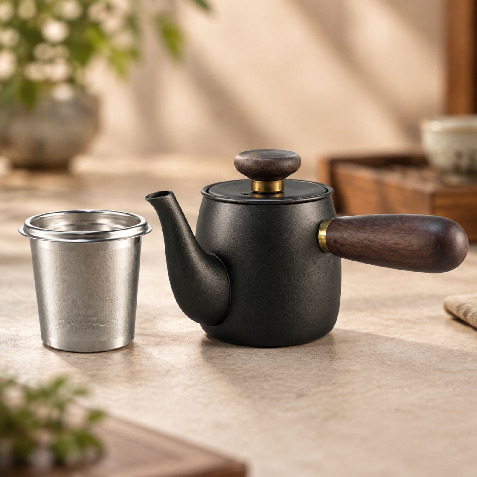 Compact Stainless Steel Tea Brewer Sleek for Desk - Afbeelding 6 van 10