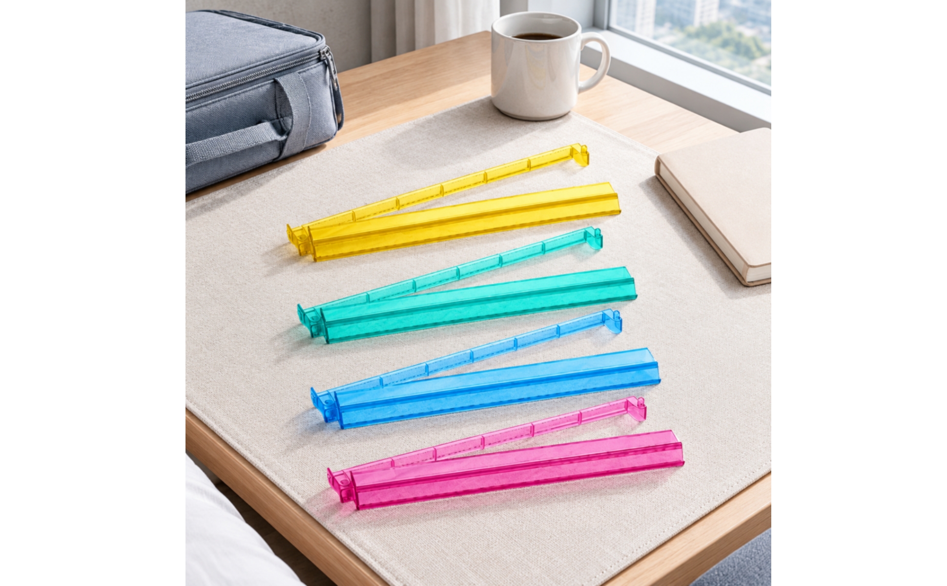 4 Pieces Game Accessory Portable Mahjong Rack with Sliding Tile Channel Clear