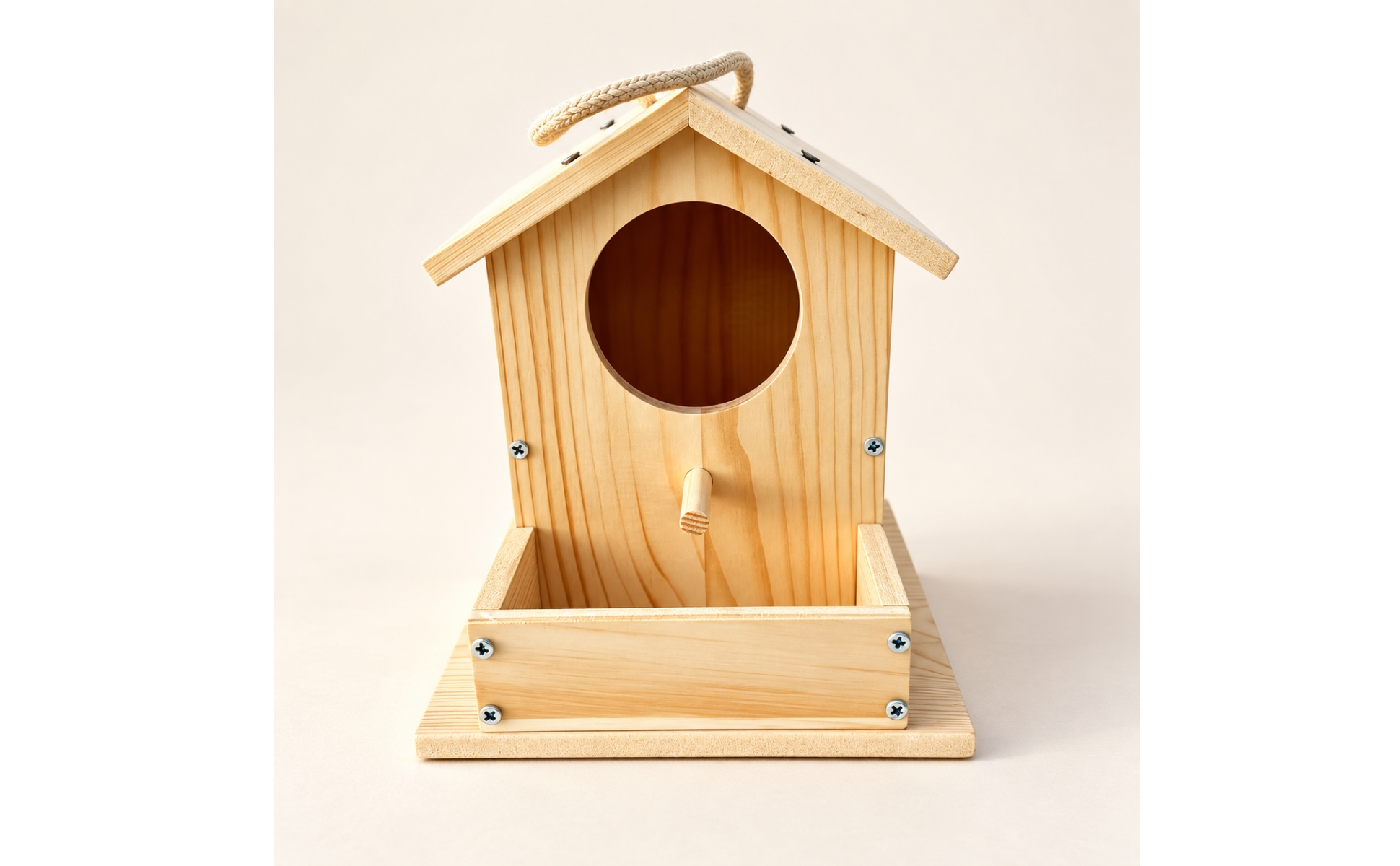 Unfinished Wood Birdhouse with Paint Containers Rustic for Garden, Families