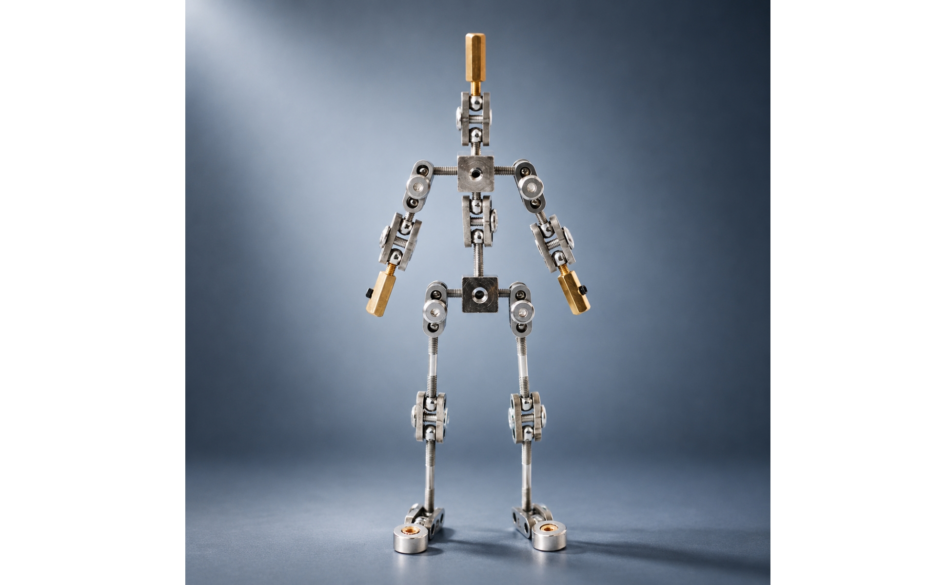 Humanoides Animationsarmatur aus Metall Edelstahl für Studio, Miniatur-Szenenbau