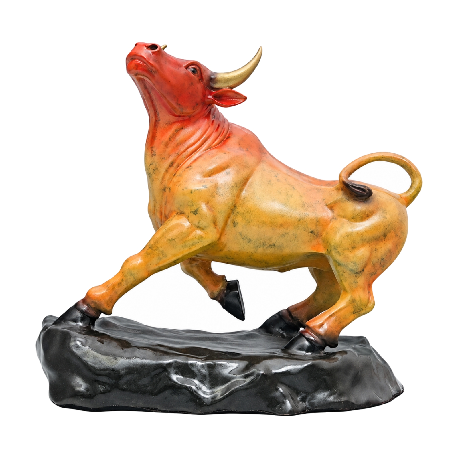 Bull Figurine with Glossy Black Base Gold for Office, Storefront | eBay ...