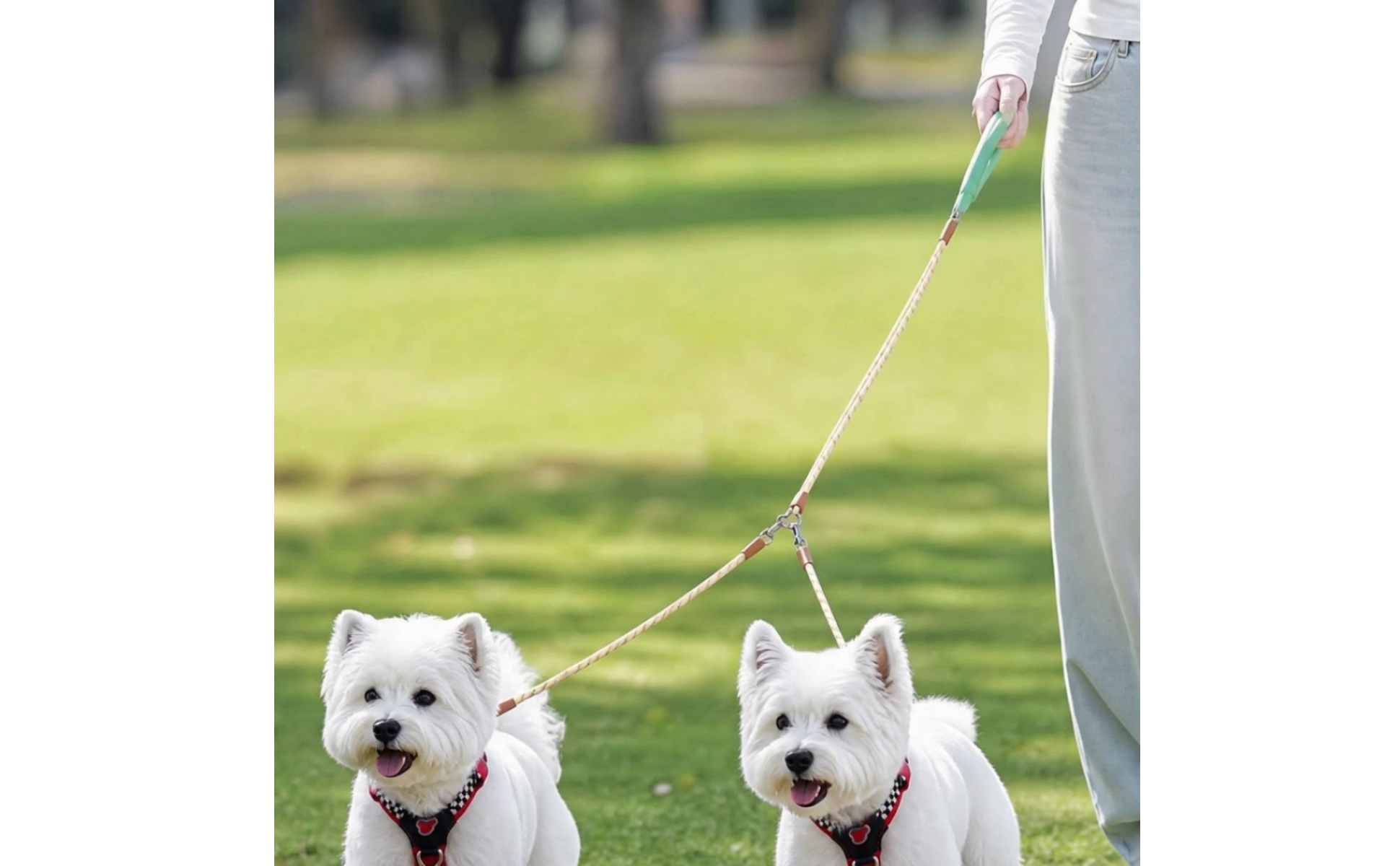 Double Dog Leash 360-Degree Rotating doubleHead Pet Leash for Active Outings