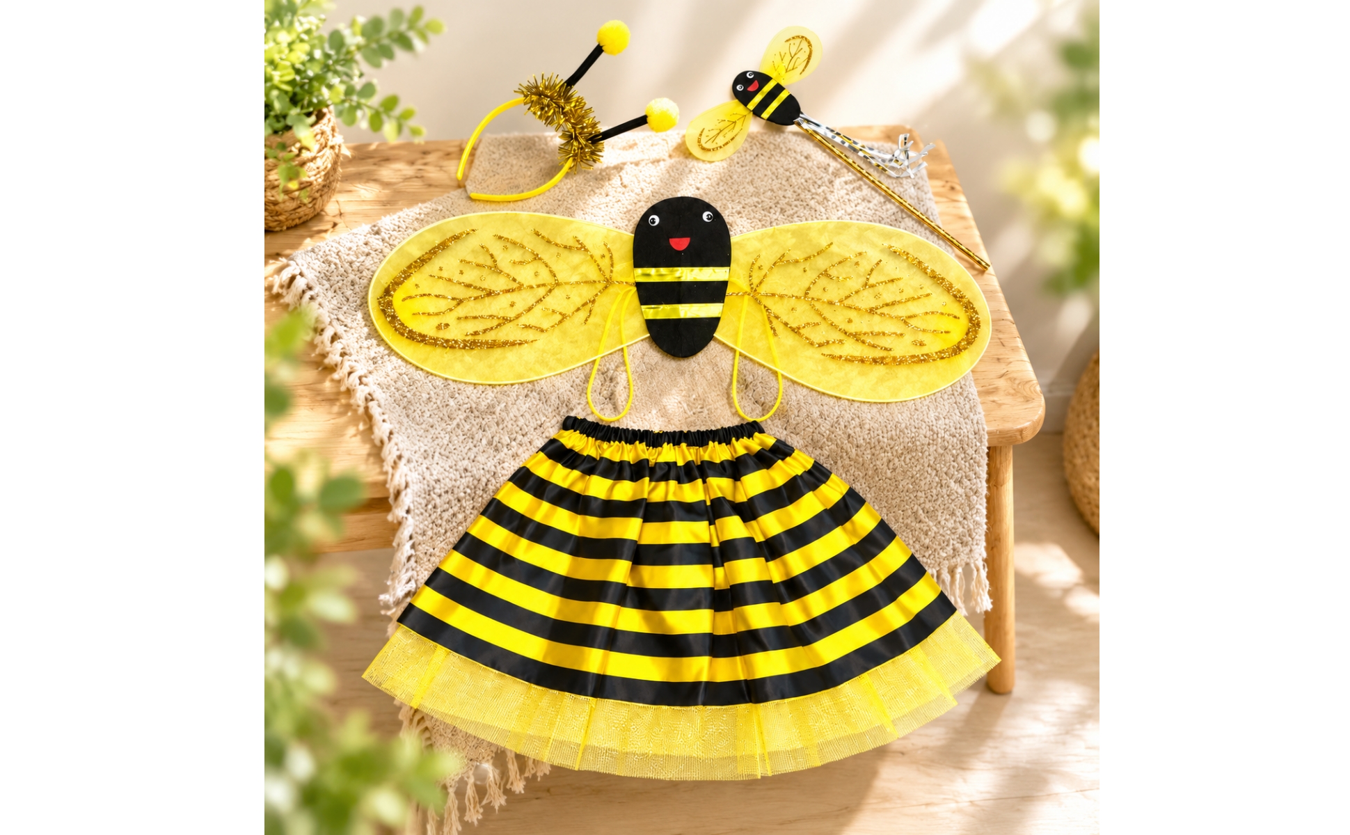 Bienen-Kostümzubehör für Kinder faltbar Bienenkostüm mit Flügeln und Rock