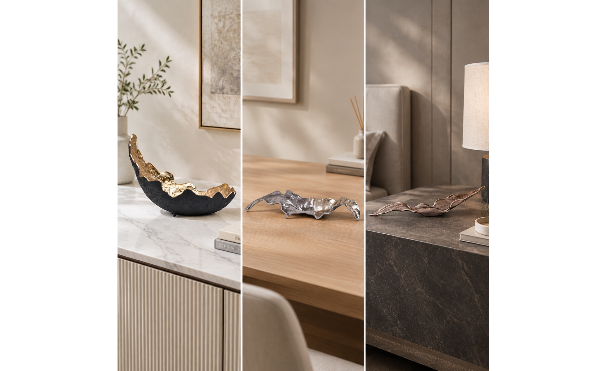 Tabletop Decor Modern Decorative Tabletop Sculpture with Shallow Receptacle