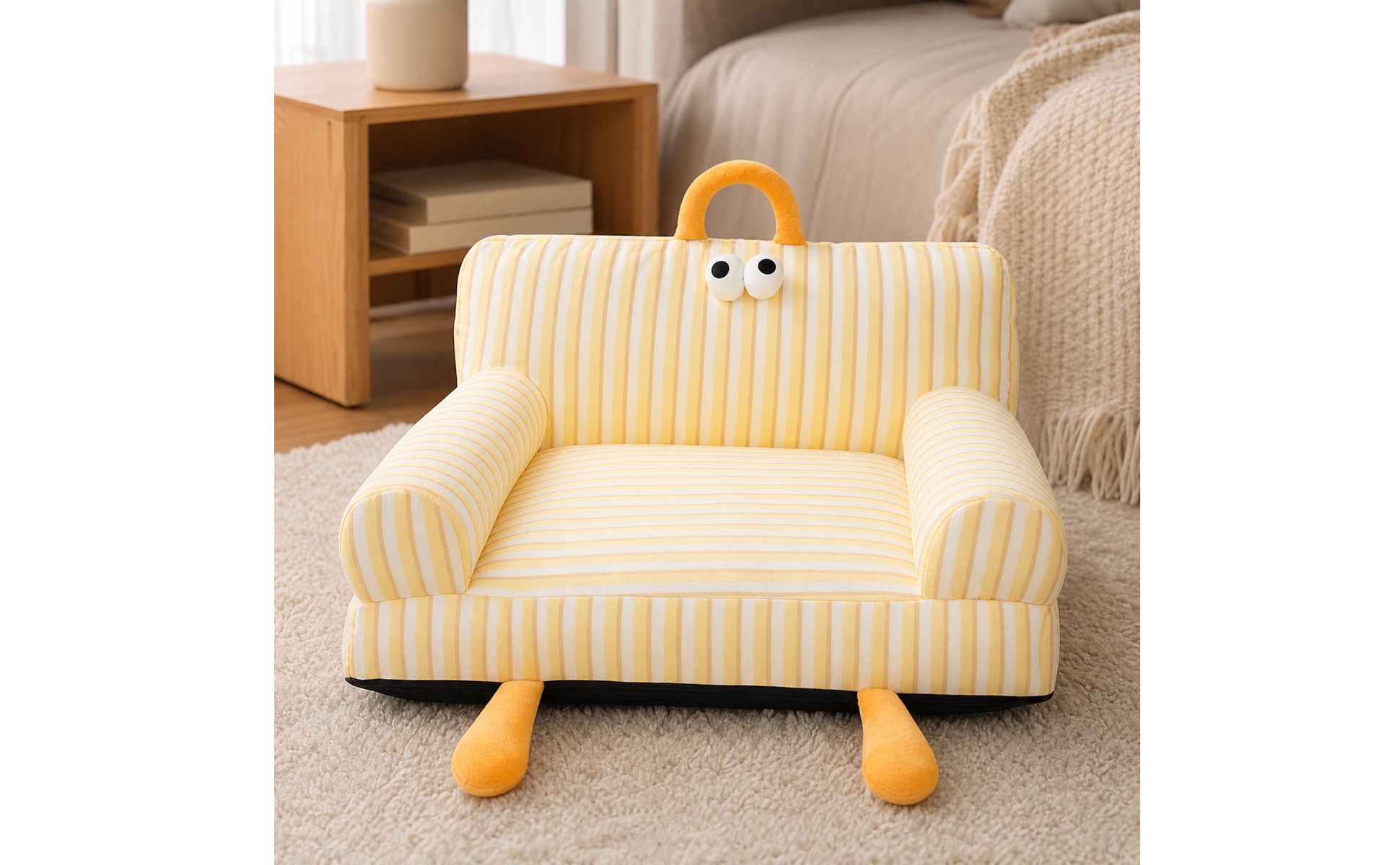 Sofa-Style Pet Bed with Handle Machine Washable Pet Sofa with Removable Cover