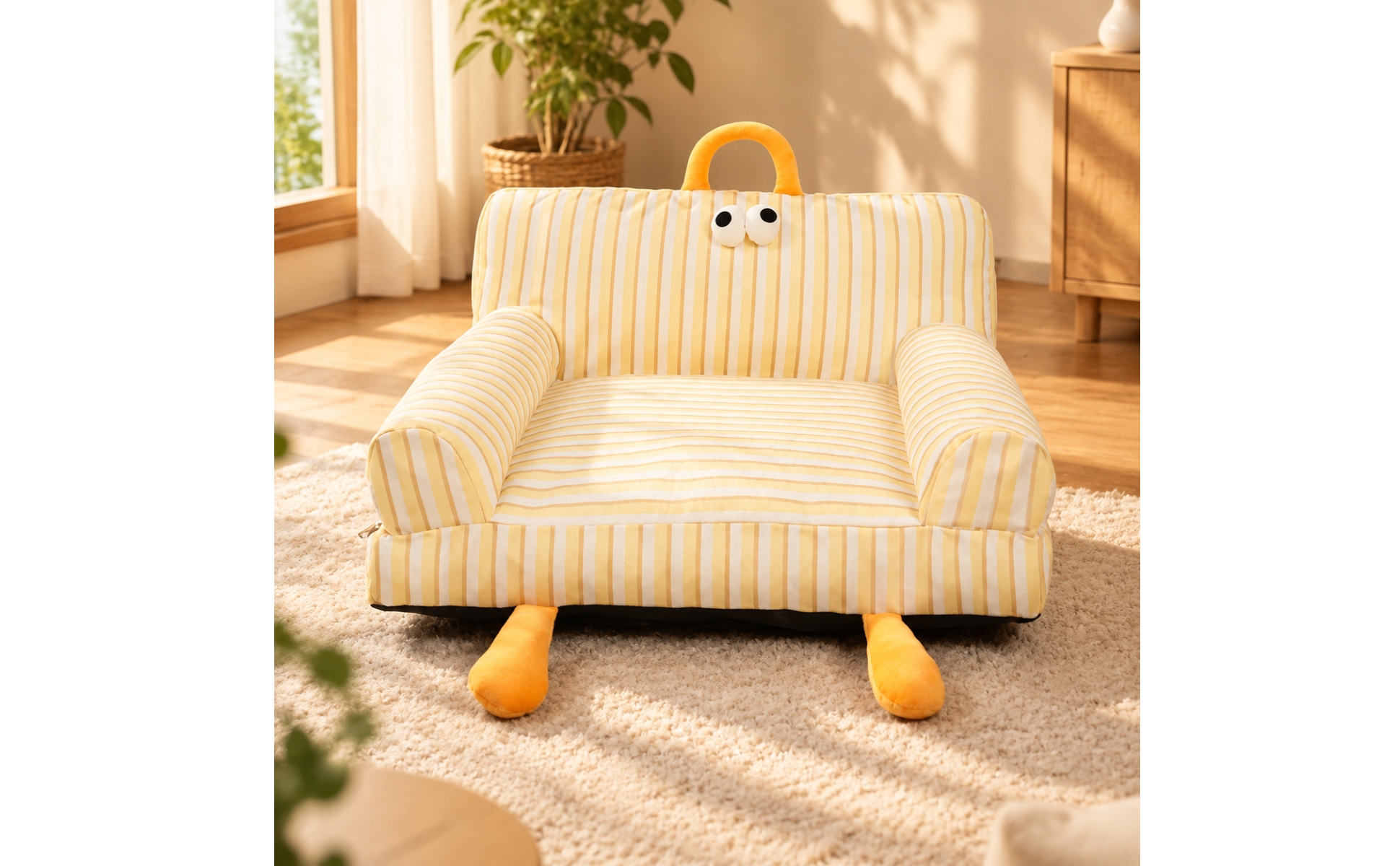 Sofa-Style Pet Bed with Handle Machine Washable Pet Sofa with Removable Cover