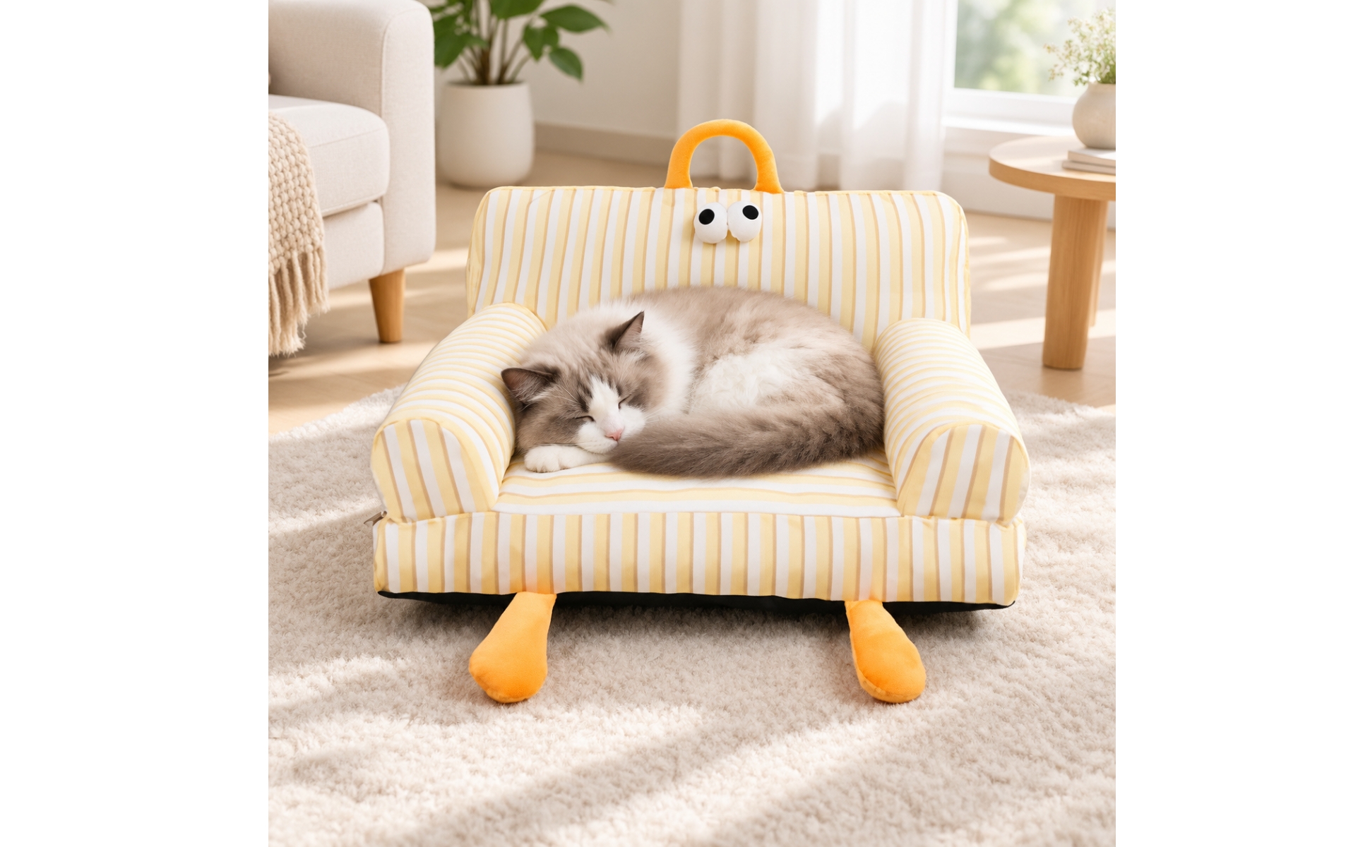 Sofa-Style Pet Bed with Handle Machine Washable Pet Sofa with Removable Cover
