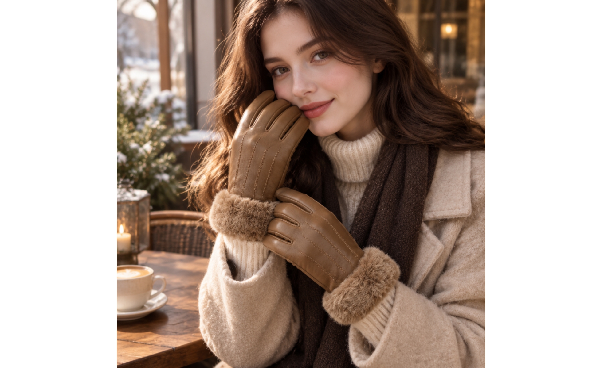 Vollfinger-Winterhandschuh aus Kunstleder winddicht für Winter-Outdoor, Pendeln